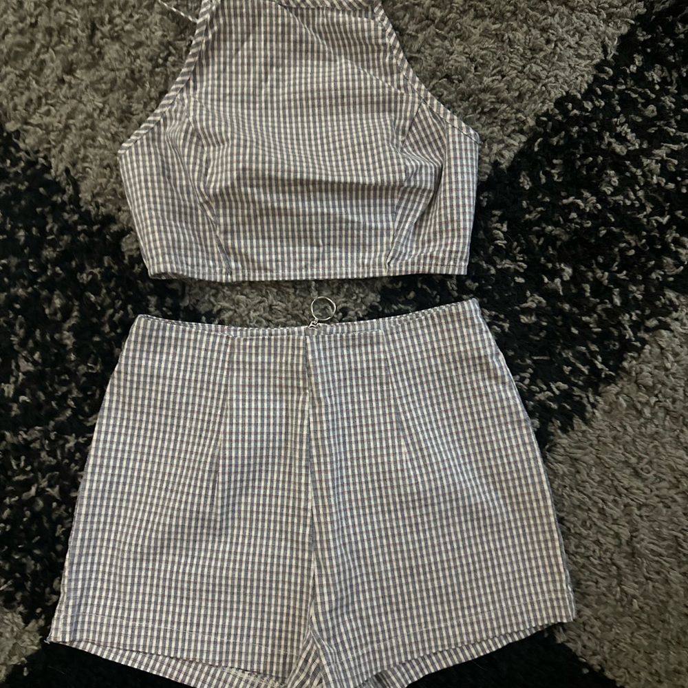Urban Outfitters Gingham Crop Top and Shorts Set